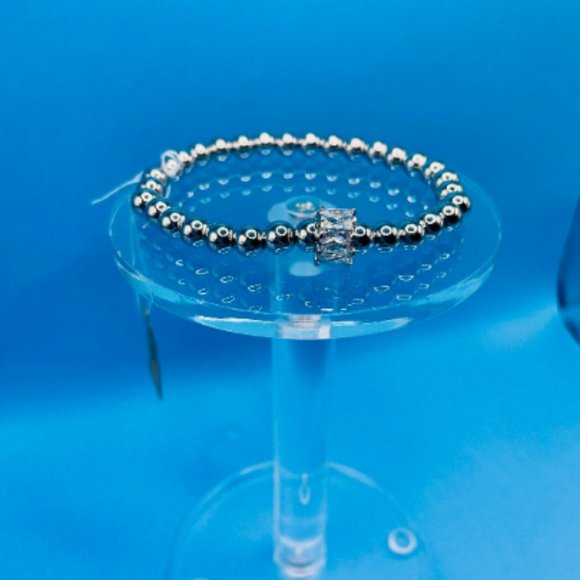 Silver Unique Baguette Bead Bracelet